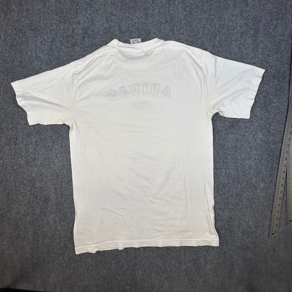 Vintage Adidas Embroidered Logo T-Shirt White Navy Red Mens Large 90s Retro - Picture 5 of 7